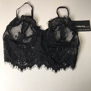 Black Lace Sheer Crop Bralette